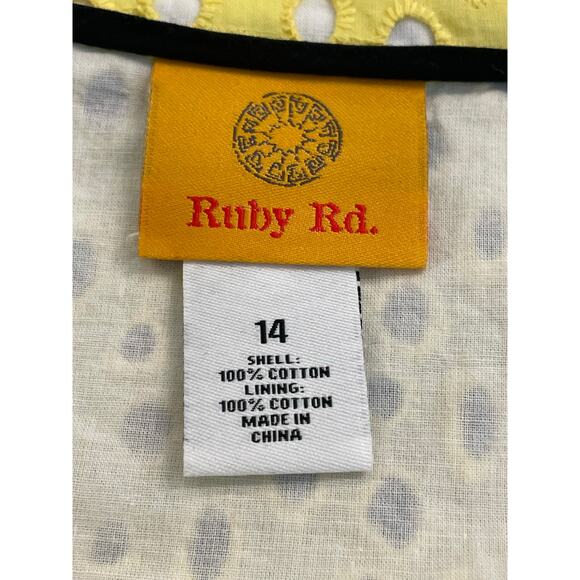 Ruby Rd Yellow Eyelet cropped lightweight jacket shirt 100% Cotton 14 - Picture 3 of 9